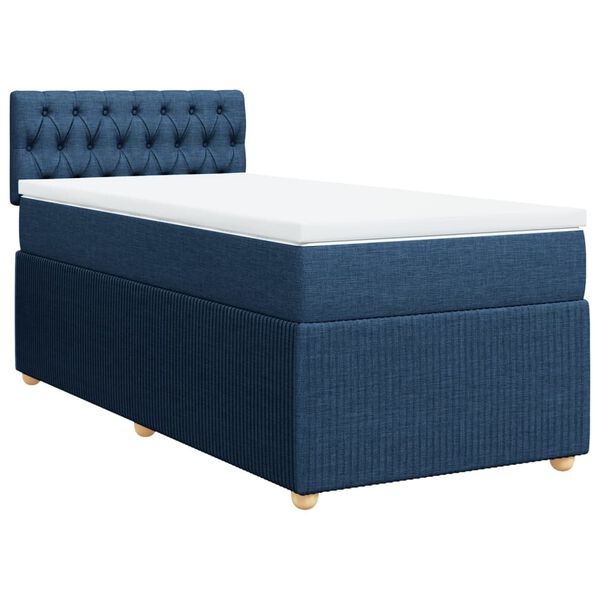 vidaXL Sommier &agrave; lattes de lit avec matelas Bleu 100x200 cm Tissu