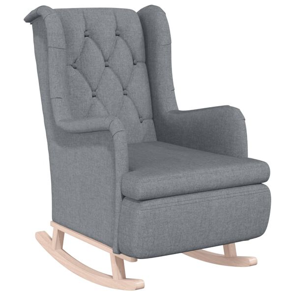 vidaXL Fauteuil avec pieds à bascule et tabouret Gris clair Tissu