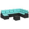 vidaXL Ensemble de Canap&eacute;s 9 pc Noir et turquoise polyrotin