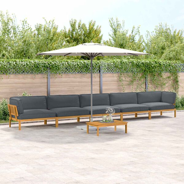 vidaXL Ensemble de Canap&eacute;s Uni 6 pcs Anthracite Bois d'Acacia Massif