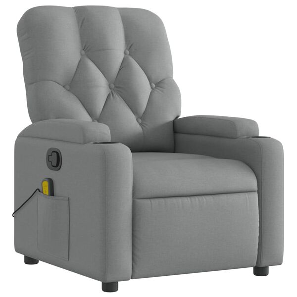 vidaXL Fauteuil de massage inclinable gris clair tissu
