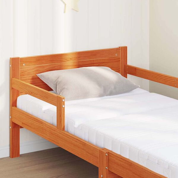 vidaXL Cadre de lit avec matelas Marron 80 x 200 cm Bois de pin massif