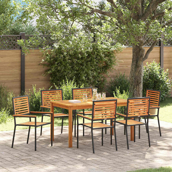 vidaXL Ensemble de salle &agrave; manger pour jardin 7 pcs Noir