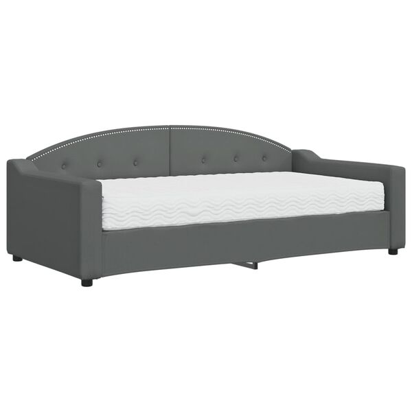 vidaXL Lit de jour avec matelas gris fonc&eacute; 90x190 cm tissu
