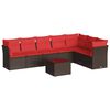 vidaXL Salon de jardin 8 pcs avec coussins marron résine tressée