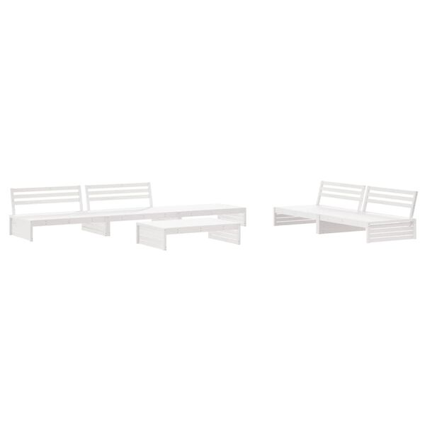 vidaXL Salon de jardin 6 pcs avec coussins blanc bois massif