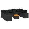 vidaXL Salon de jardin 10 pcs avec coussins noir r&eacute;sine tress&eacute;e