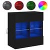vidaXL Meuble TV mural avec lumi&egrave;res LED noir 58,5x30x60,5 cm