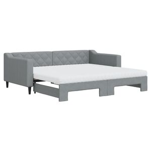 vidaXL Lit de jour avec gigogne et matelas gris clair 90x190 cm tissu
