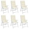 vidaXL Coussins de chaise de jardin dossier haut lot de 6 crème tissu
