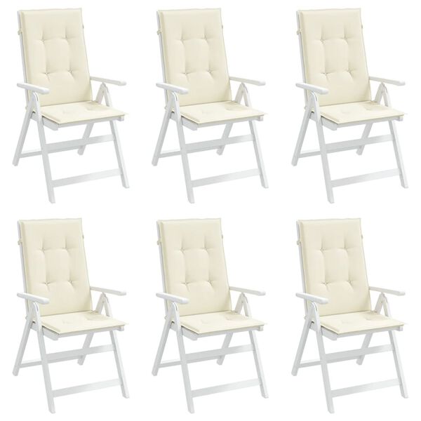 vidaXL Coussins de chaise de jardin dossier haut lot de 6 crème tissu