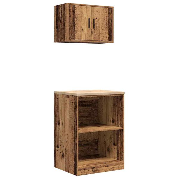 vidaXL Armoires de garage 2 pcs vieux bois bois d'ing&eacute;nierie