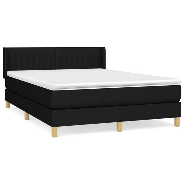 vidaXL Sommier &agrave; lattes de lit avec matelas Noir 140x190 cm Tissu