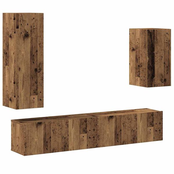 vidaXL Ensemble de meuble TV mural 4 pcs vieux bois bois d'ing&eacute;nierie