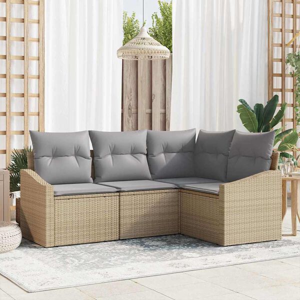 vidaXL Ensemble de canap&eacute; de jardin 4 pcs Beige et Gris clair