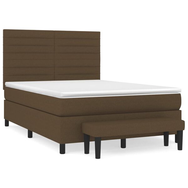 vidaXL Sommier &agrave; lattes de lit avec matelas Marron fonc&eacute; 140x200 cm