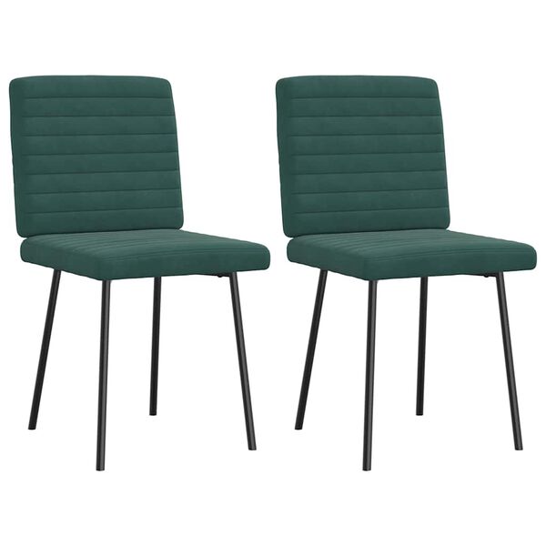 vidaXL Chaises &agrave; manger lot de 2 Vert fonc&eacute; Velours