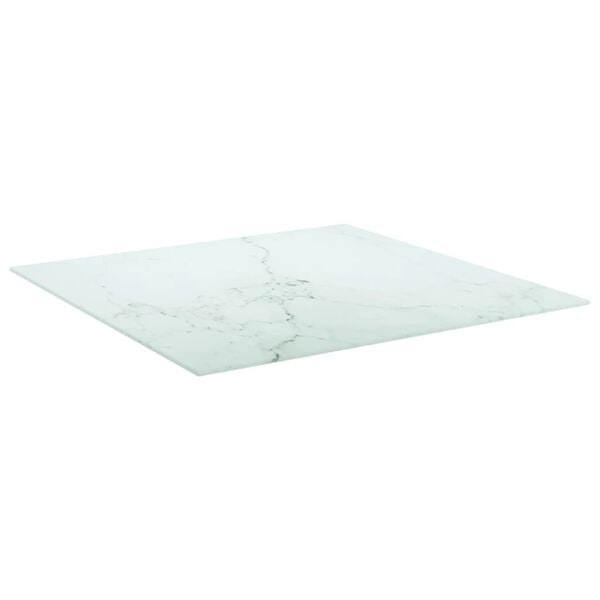 vidaXL Dessus de table blanc 70x70 cm 6 mm verre trempé design marbre