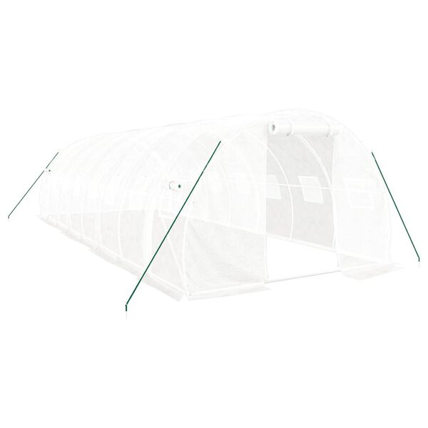 vidaXL Serre avec cadre en acier blanc 24 m&sup2; 8x3x2 m