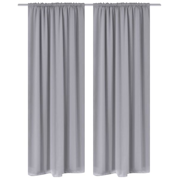 vidaXL Rideaux occultants &agrave; fentes 2 pcs Gris 135 x 245 cm