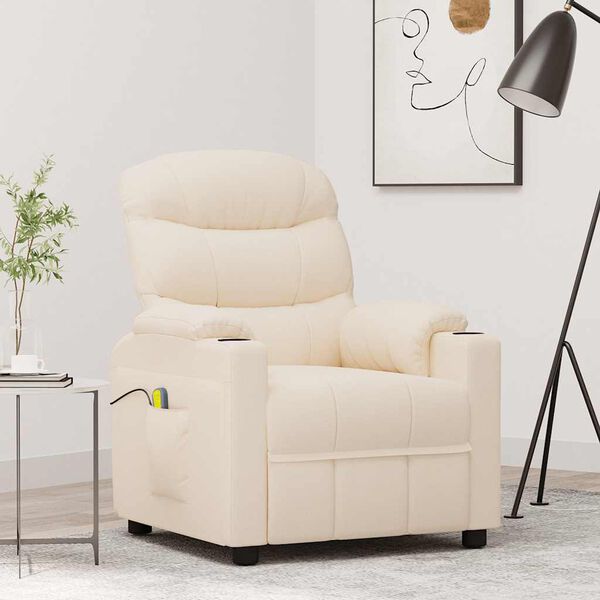 vidaXL Fauteuil de massage Crème Tissu