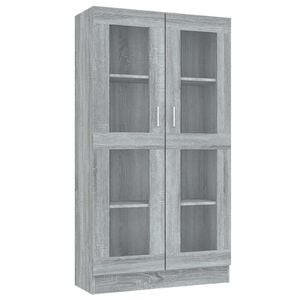 vidaXL Armoire &agrave; vitrine Sonoma gris 82,5x30,5x150cm Bois d'ing&eacute;nierie