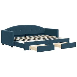 vidaXL Lit de jour avec gigogne et tiroirs sans matelas bleu 80x200 cm