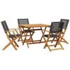 vidaXL Ensemble &agrave; manger de jardin 5 pcs r&eacute;sine tress&eacute;e et bois massif