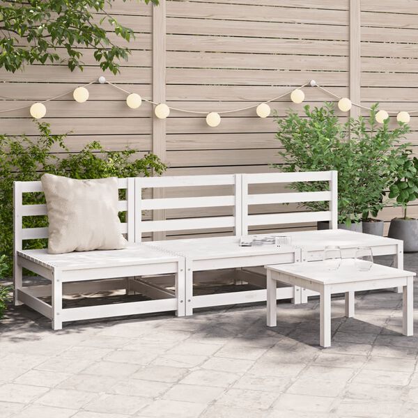 vidaXL Canapés de jardin sans accoudoirs 3 pcs blanc bois pin massif