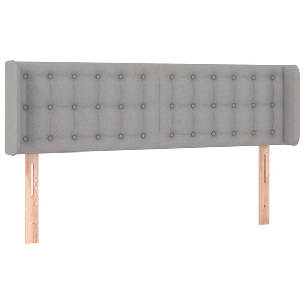 vidaXL T&ecirc;te de lit avec oreilles Gris clair 147x16x78/88 cm Tissu