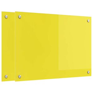 vidaXL Protection de cuisine 2 pcs Jaune 70 x 50 cm verre trempé