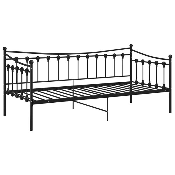 vidaXL Cadre de canap&eacute;-lit sans matelas noir m&eacute;tal 90x200 cm