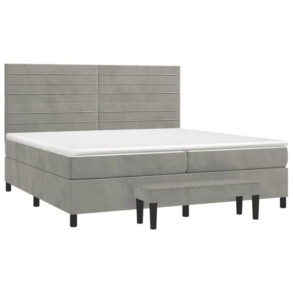 vidaXL Sommier &agrave; lattes de lit et matelas Gris clair 200x200cm Velours