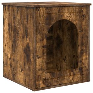 vidaXL Maison pour chat Ch&ecirc;ne fum&eacute; 53 x 52 x 62 cm Bois d'ing&eacute;nierie