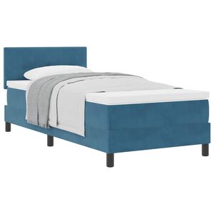 vidaXL Lit &agrave; ressorts avec matelas Bleu fonc&eacute; 100 x 200 cm Velours