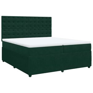 vidaXL Sommier &agrave; lattes de lit et matelas Vert fonc&eacute; 200x200cm Velours