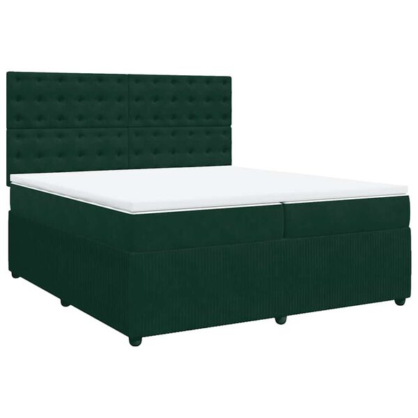 vidaXL Sommier &agrave; lattes de lit et matelas Vert fonc&eacute; 200x200cm Velours