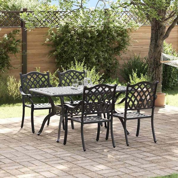 vidaXL Ensemble de salle &agrave; manger pour jardin 5 pcs Noir Aluminium