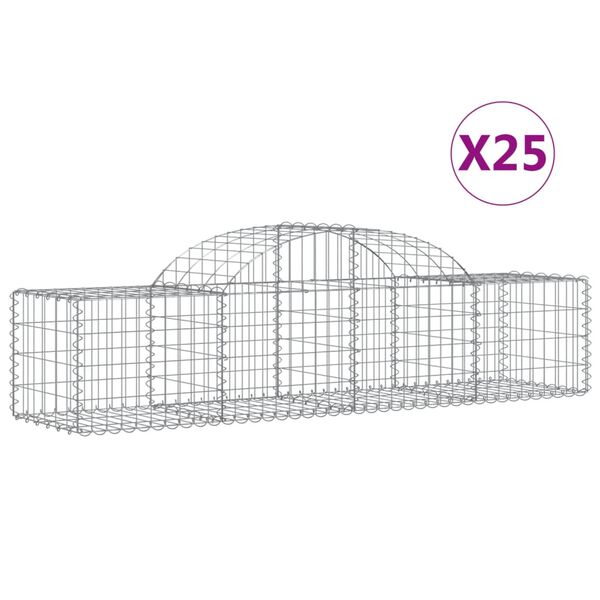 vidaXL Paniers à gabions arqués 25 pcs 200x50x40/60 cm fer galvanisé