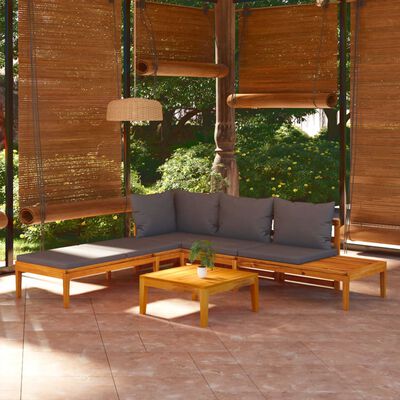 vidaXL Salon de jardin 3 pcs avec coussins gris foncé Bois d'acacia