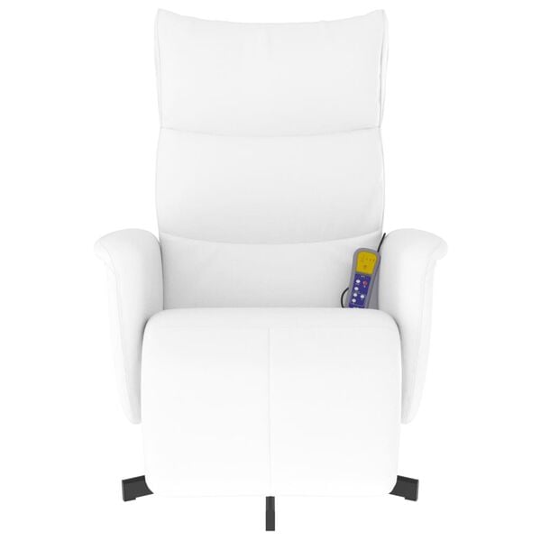 vidaXL Fauteuil inclinable de massage repose-pieds blanc similicuir
