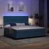 vidaXL Lit &agrave; ressort LED avec matelas Bleu fonc&eacute; 200 x 200 cm tissu