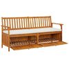 vidaXL Banc de rangement avec coussin 170 cm Bois d'acacia solide