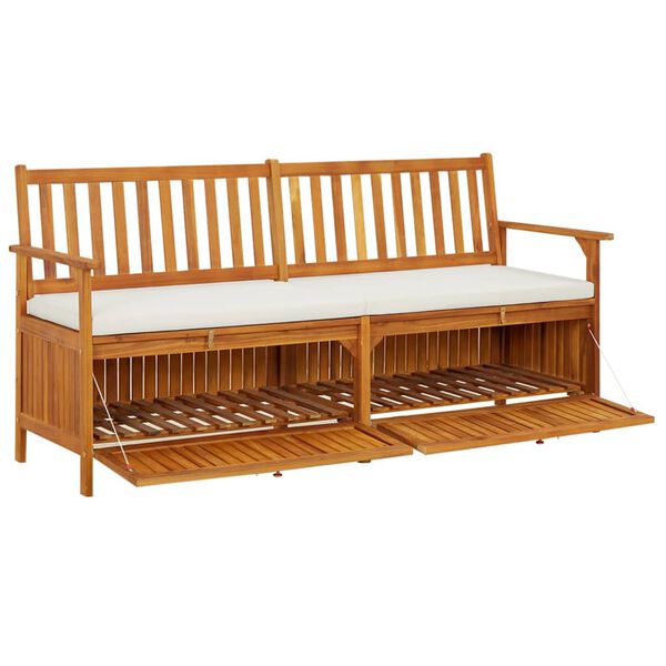 vidaXL Banc de rangement avec coussin 170 cm Bois d'acacia solide