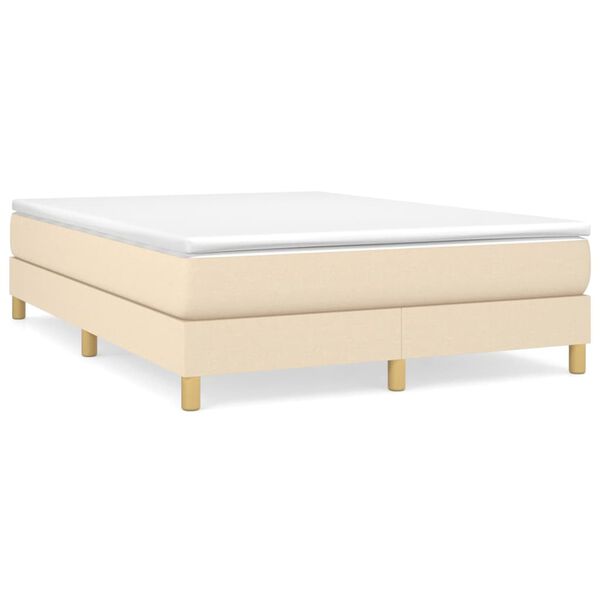 vidaXL Sommier à lattes de lit avec matelas Crème 140x200 cm Tissu