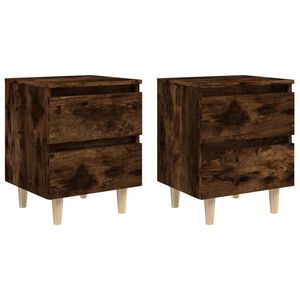 vidaXL Tables de chevet et pieds en bois 2 pcs Ch&ecirc;ne fum&eacute; 40x35x50 cm