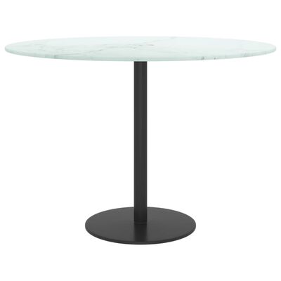 vidaXL Dessus de table Blanc Ø60x0,8 cm Verre trempé design de marbre