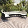 vidaXL Salon de jardin 9 pcs avec coussins R&eacute;sine tress&eacute;e Noir