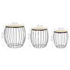 vidaXL Ensemble de table basse Contreplaqu&eacute; de peuplier Fer 3 pcs