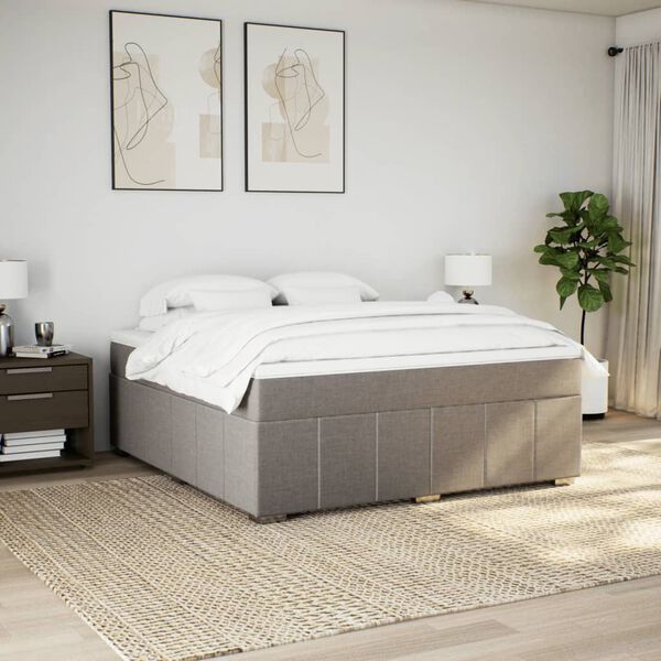 vidaXL Sommier &agrave; lattes de lit avec matelas Taupe 180x200 cm Tissu